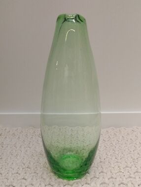 Hand Blown Green Glass Decorative Vase 8.5" - Home Accents